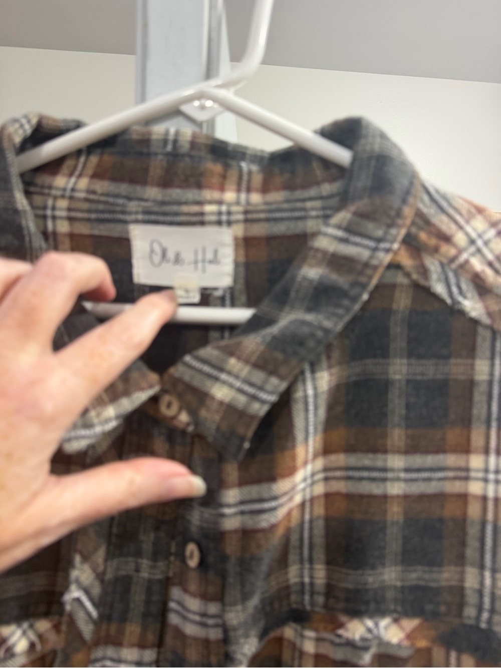 Oli & Hali Brown Plaid Flannel Shirt - Picture 2 of 3
